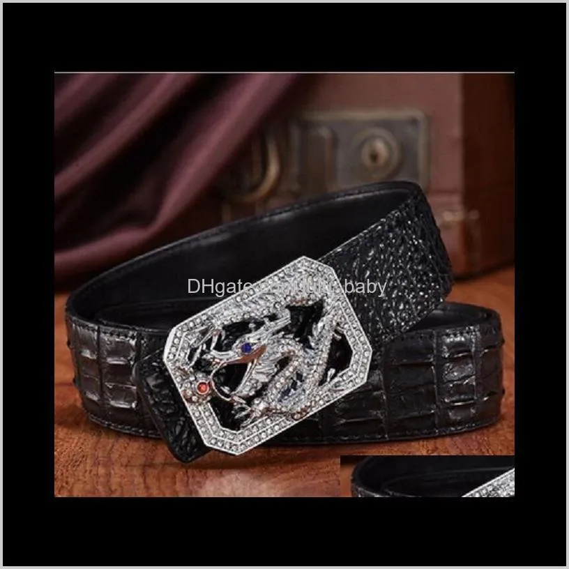 Männer Designer Krokodilledergürtel Mode Luxus Glitzernde Diamanten 3D Drache Glatte Schnalle 125 cm 12 Modelle Jdbd7 Gürtel Vz8Ll258L