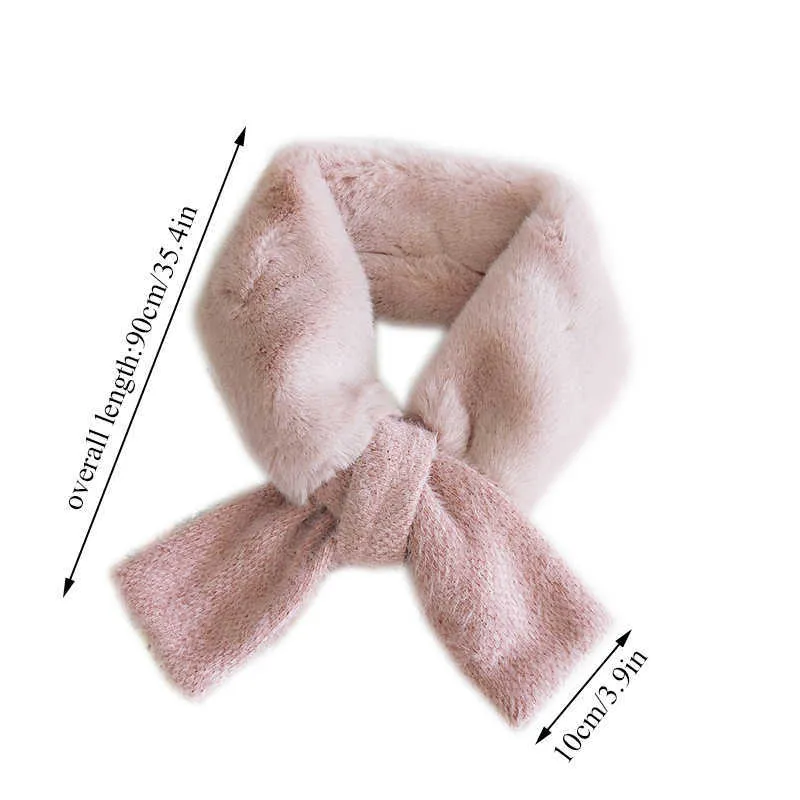 New Designer Solid Black White Pink Scarf Faux Fur Muffler Scarf Winter Warm Neck Collar Scarves Women Thick Scarf Neck Warmers H0923