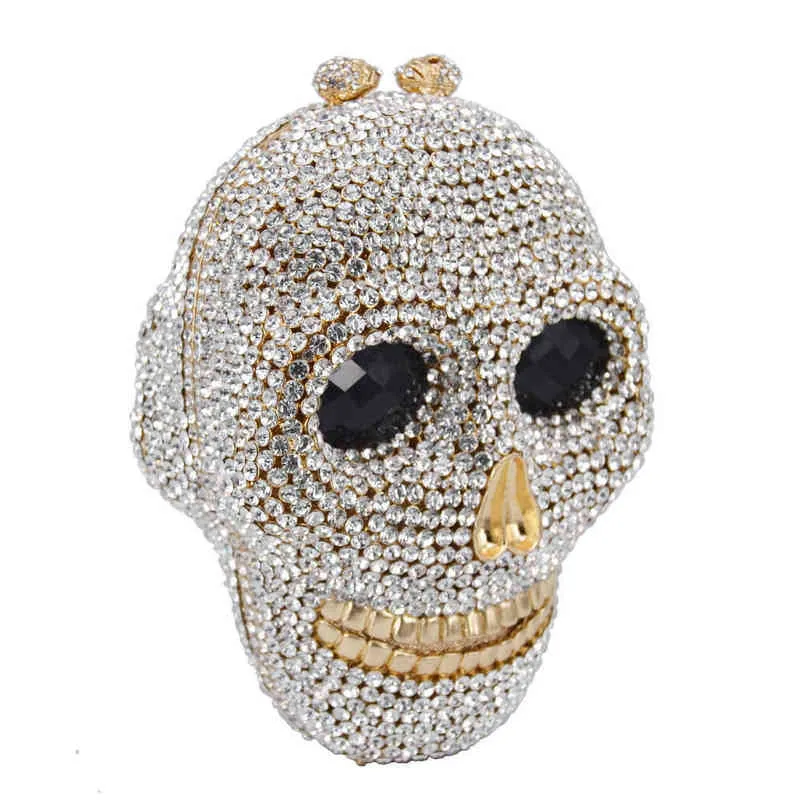 Designer Skull Sacos de Embraiagem Mulheres Bolsa de Noite Bolsas De Casamento Corrente Corrente Ouro Dia Prata Embreagens SC787 211215