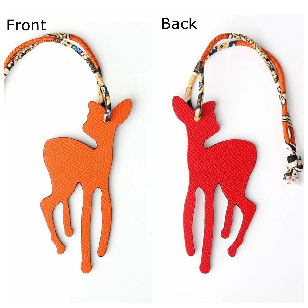 Fashion Real Silk Genuine Leather Dog Deer Dolphin Keychain Backpack Pendant Animal Key Chain Women Bag Charm