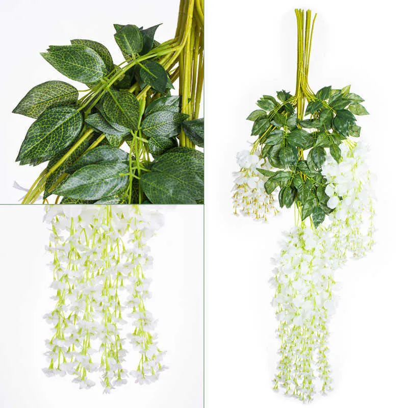 Fête de la fête Décoration Fleur 105cm Wisteria artificielle Fake Plant Wedding Fenêtre Creative Diy Home Boutique d'hôtel