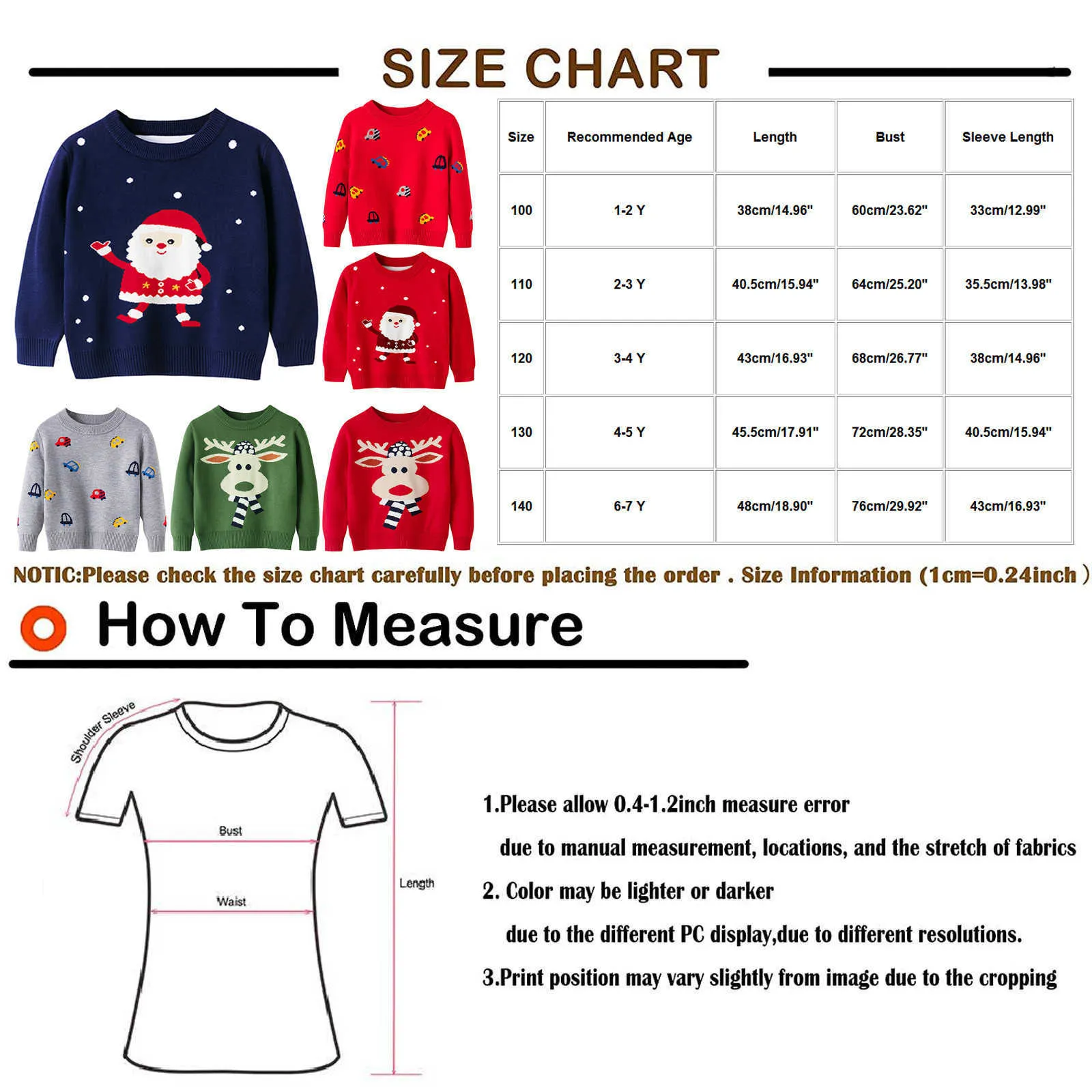 Toddler Youth Teen Boys Girls Christmas Cartoon Knit Print Sweater Knitwear New 2021 Baby Sweater For Girl Cartoon print Y1024