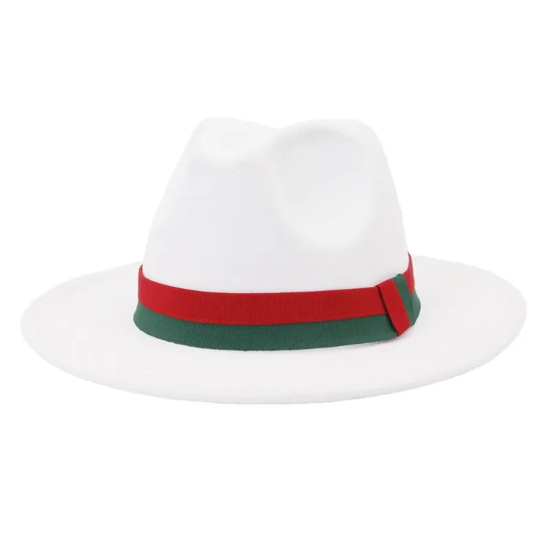 Chapeaux à large bord Tendance Crème Feutre Fedora avec bande de ruban patchwork Vintage Mode Hommes Jazz Cap Femmes Panama Party Mariage Hat265h