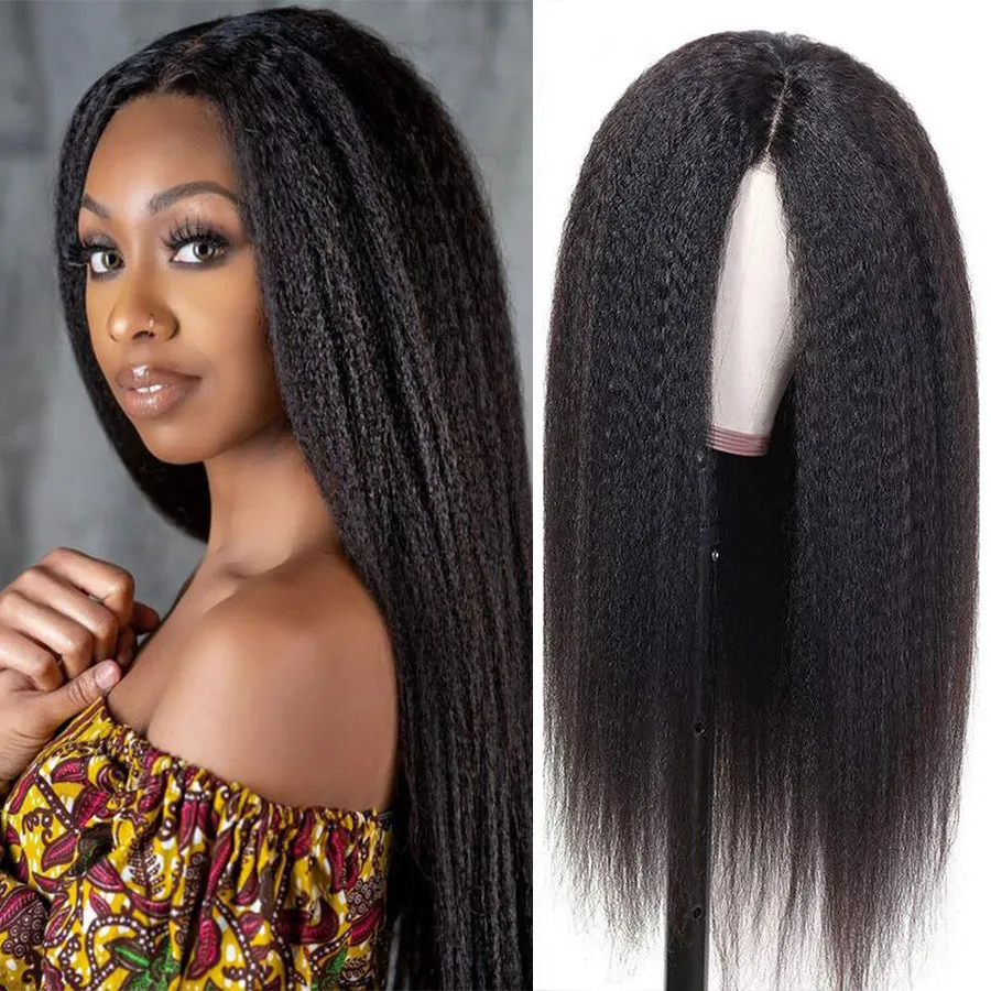 13x4 HD Lace Frontal Wigs Cheveux humains brésiliens Kinky Straight Wig Remy