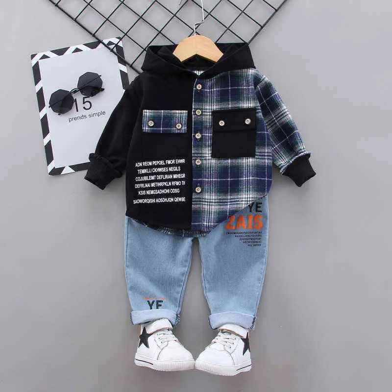 LZH Autumn Winter Baby Boys Roupas de moda Criança infantil Camisa xadrez calça calça Conjunto de crianças 14 anos 21110827431713