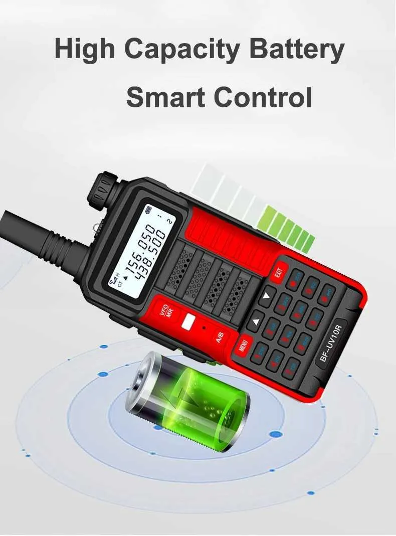 1Pack Baofeng 10W UV-10R Walkie Talkie Transmitter Lång sortiment UV10R Tvåvägsradio 128ch VHF UHF 136-174MHz 400-520MHz Dual Band