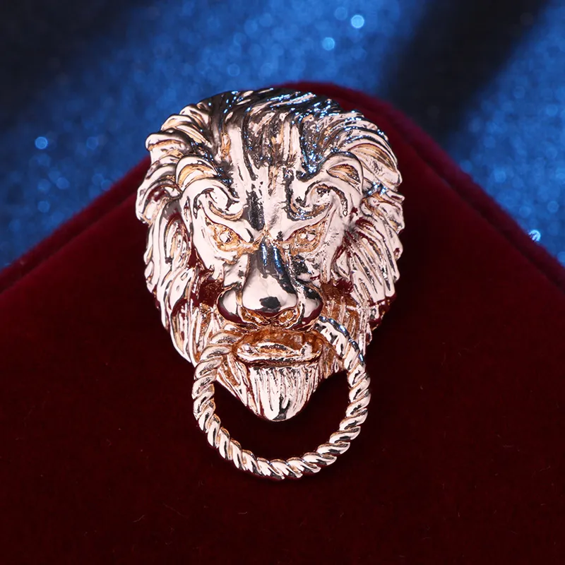 Rétro Animal tête de Lion broche mode hommes costume chemise col épingle aiguille Badge épinglettes et broches bijoux accessoires