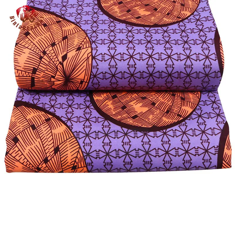 Bintarealwax vente en gros moins cher Polyester tissu fond violet femmes fête matériel Ankara Pachwork tissus FP6132