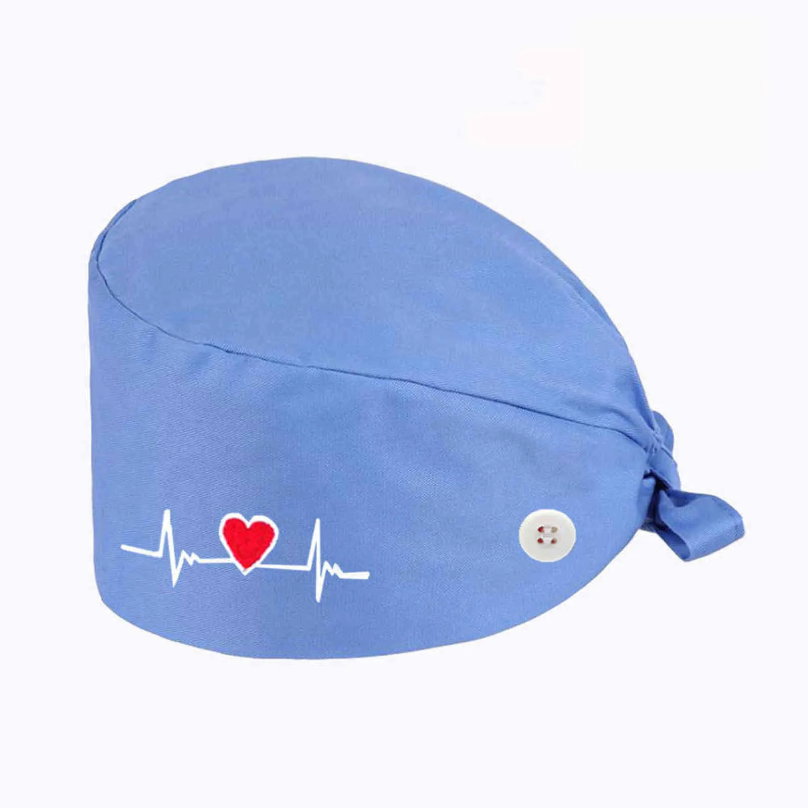 Heart-shaped Embroidery Nurse Cap Surgical Cap Pure Cotton Fashion Multicolor Work Dust Cap Adjustable Unisex Bandage Headscarf Y21111