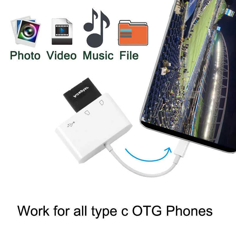 USB-C Typ C USB Flash Disk U Drive SD TF Card Reader för iPad Pro MacBook för Huawei P40 P30 för Samsung S20 S10 S9 Obs 10 st