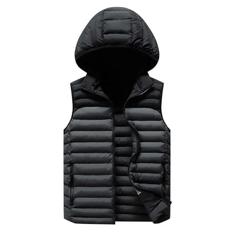 MANTLCONX Oversize 7XL 8XL Men's Waistcoat Jacket Vest Autumn Fashion Sleeveless Men Hooded Coat Male Brand 210925