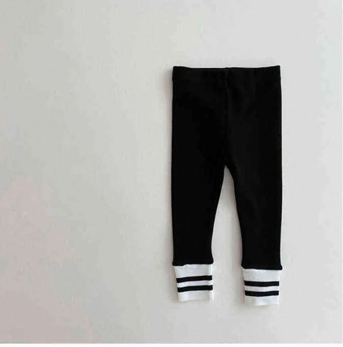 Automne bébé fille coton leggings bébé garçon pantalons décontractés infantile enfants rayé fermeture pantalon né fond pantalon 0-24M 211028