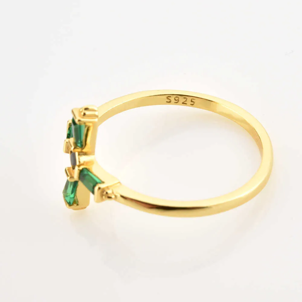 Andywen 925 Sterling Silver Clear Cross Luksusowy pierścień Biżuteria Drobne Klejnoty Ślubne Szczupły Rozmiar Kryształ Zielony Anillo Fino 210608