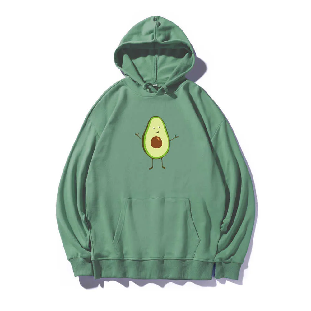 Süße Cartoon Avocado Sweatshirt Hoodies Frauen Kawaii Print Top Mode Mädchen Baumwolle Hoodie Damen Sweatshirt Hip Hop Kleidung Y0820