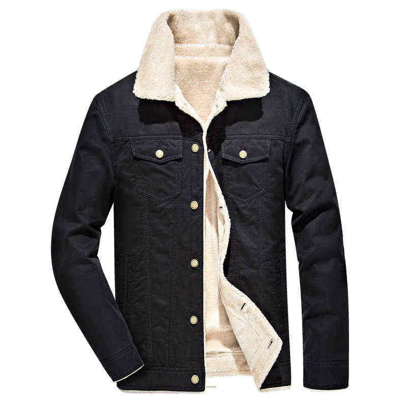 Hiver Tactique Agneau Veste Hommes Air Force Pilote Veste Chaud Mâle Col De Fourrure Armée Veste Hommes Teddy Épais Thermique Polaire Manteau 6XL Y1109