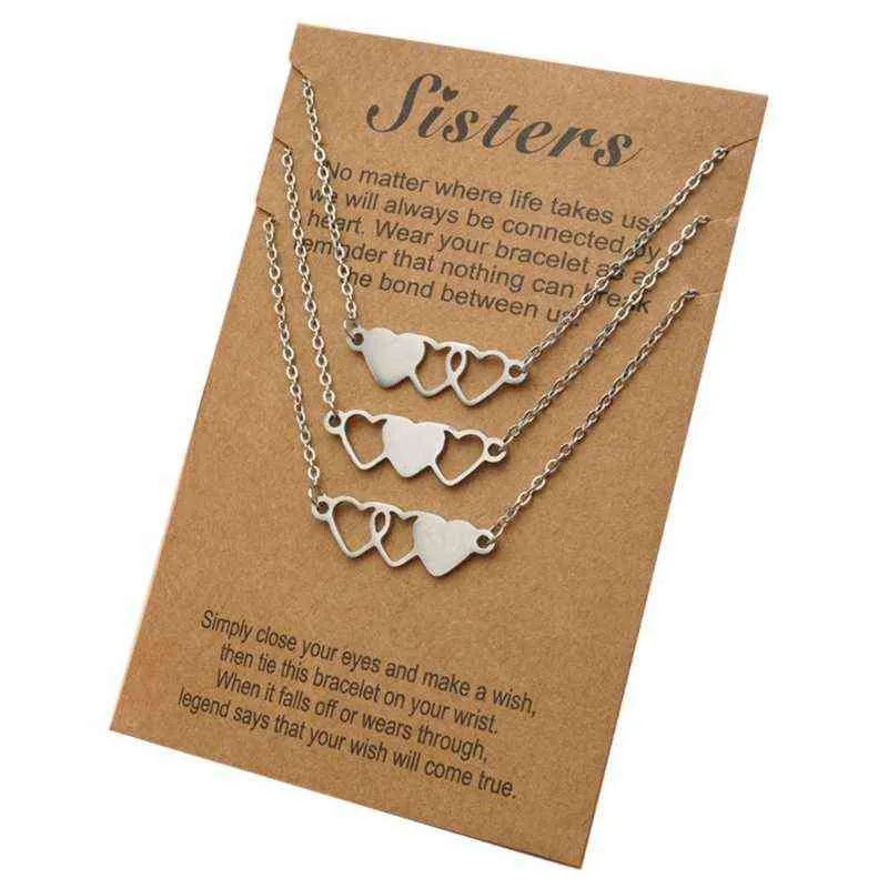 Colliers courts en forme de cœur, 3 pièces, pendentifs en forme de cœur assortis pour amie et sœur, bijoux cadeaux d'anniversaire