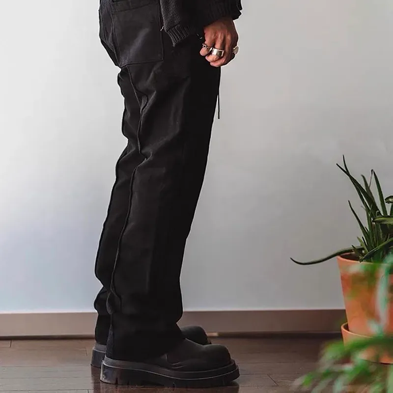 Pantalon évasé ample à rayures noires pour hommes et femmes, coupe droite, jambes larges, surdimensionné, décontracté