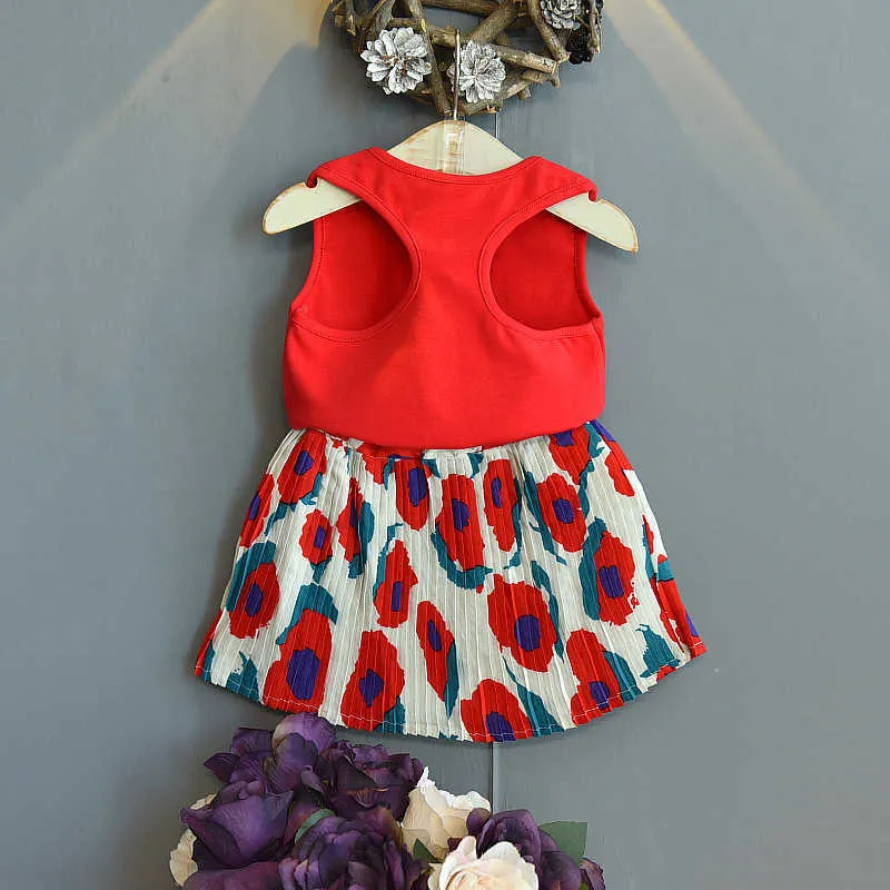 Love DDMM meninas roupas conjuntos de colete infantil top + saia plissada vestuário conjunto para menina crianças bebê casual trajes 210715