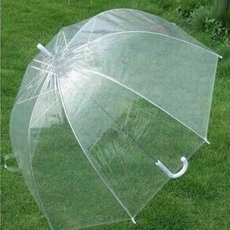 Moda Transparent Clear Bubble Dome Kształt Parasol Outdoor Wiatroszczelne Parasole Princess Weeding Dekoracja 11ua 211124