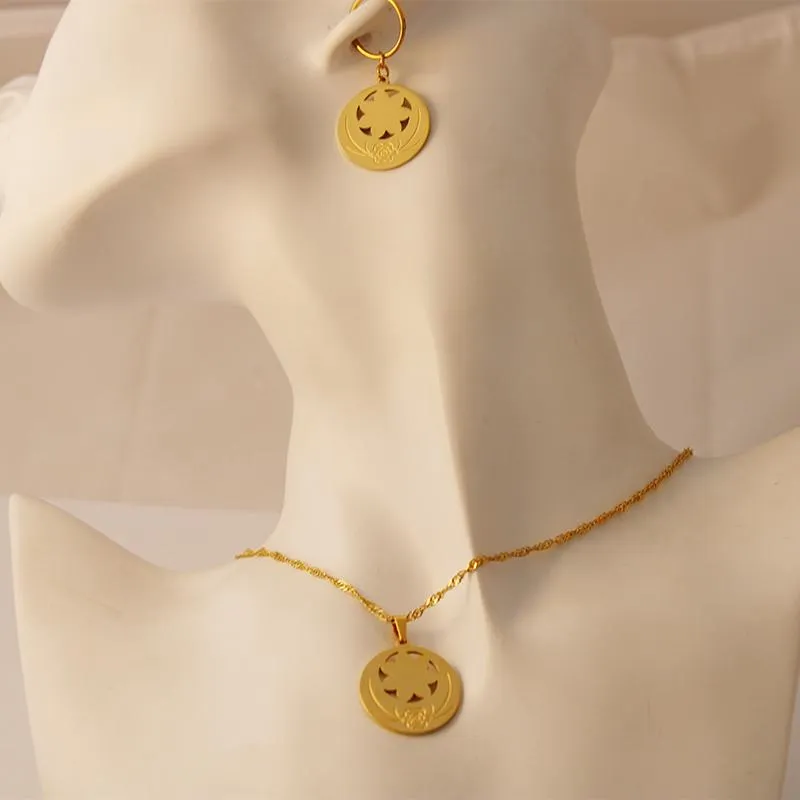 Colliers boucles d'oreilles ensembles de bijoux couleur or Kiribati Hawaii Pohnpei Guam Style bijoux collier 317z