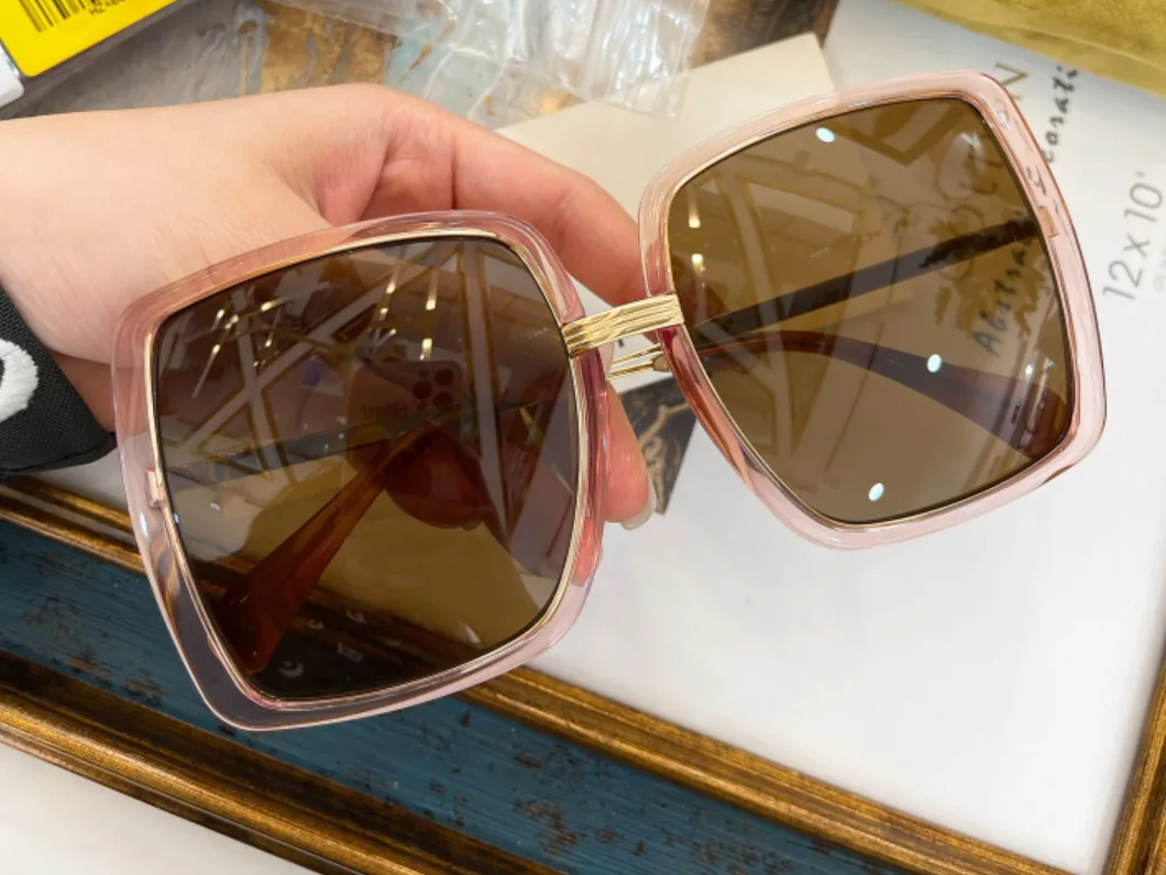 Oversized zonnebril voor mannen vrouwen 0903 Goudblauw roze lens retro -bril occhiali da sole mode zonnebril met box335d