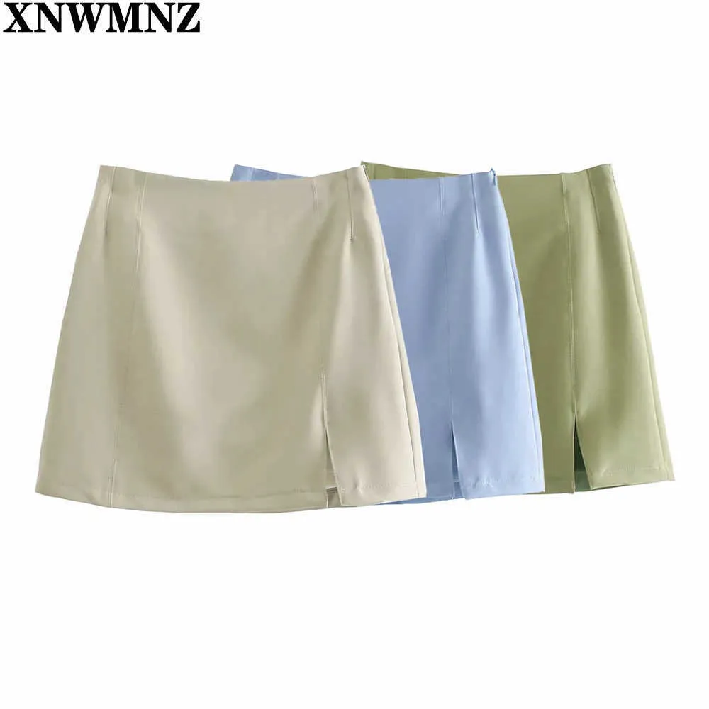 Xnwmnz za 2 pièces SET Office de mode Blazers Cropped Vestes et High Wasit Mini Jupes Split Fork 211006