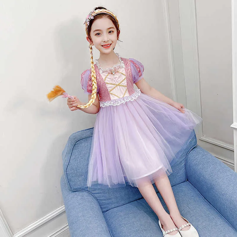 Mädchen Sommer Prinzessin Kleid Mesh Spitze Pailletten Kleidung Elegante Vestidos Kinder Geburtstag Party Ballkleid Kostüm Für Kinder Q0716