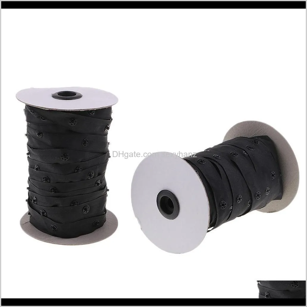 2 pairs 50 yards resin button snap tape polyester twill sewing duvet cover coat fasteners