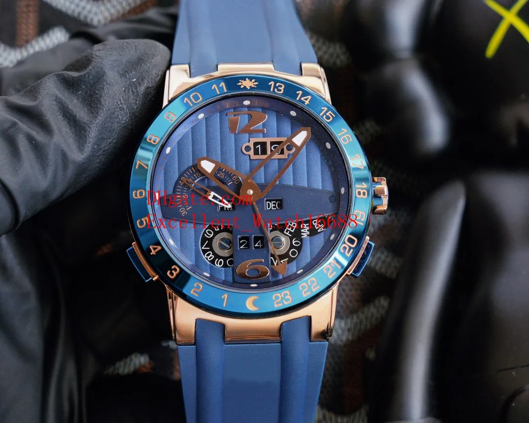 12 färger mode mens armbandsur 43 mm 326-00 18k rosguld automatisk mekanisk el toro evig kalender gmt multifunktioner259e