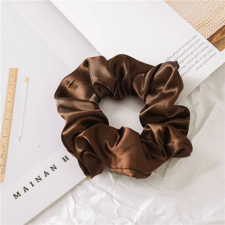 Women Silk Scrunchie Elastic Handmade Multicolor Hair Band Ponytail Holder Headband Accessories Satin Solid Color2538077