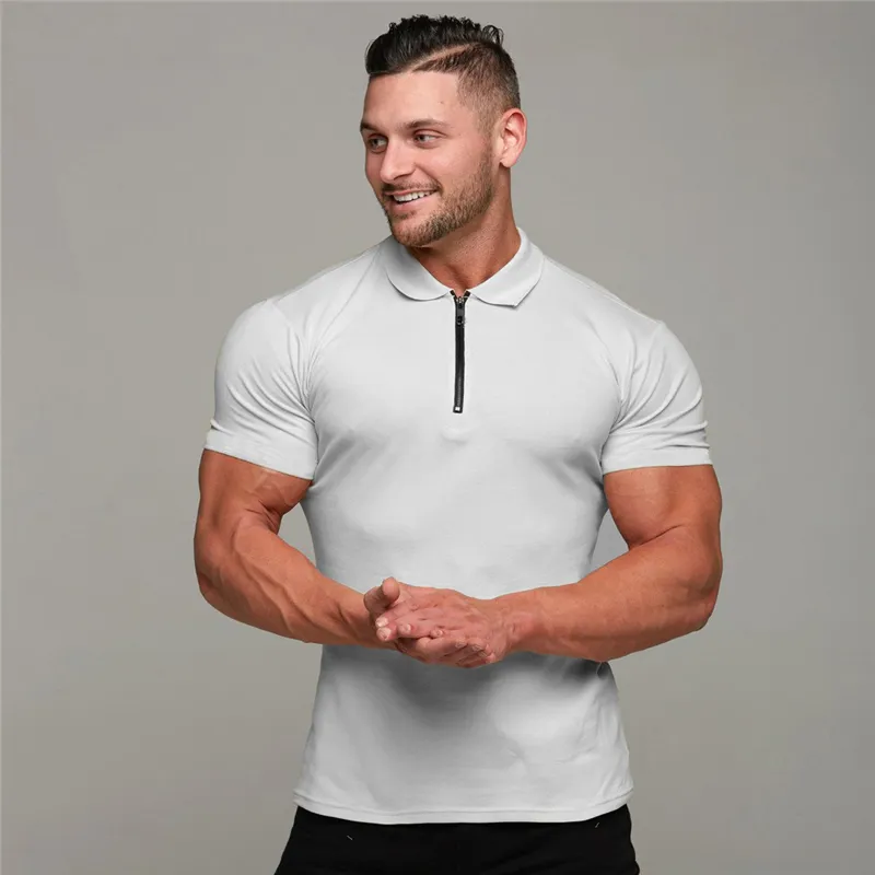 Nouvelle Arrivée Coton Hommes Polo Shirt Tops Marque De Mode Plus La Taille À Manches Courtes Gym Bodybuilding Fitness Polo Shirt Homme Camisa 210421