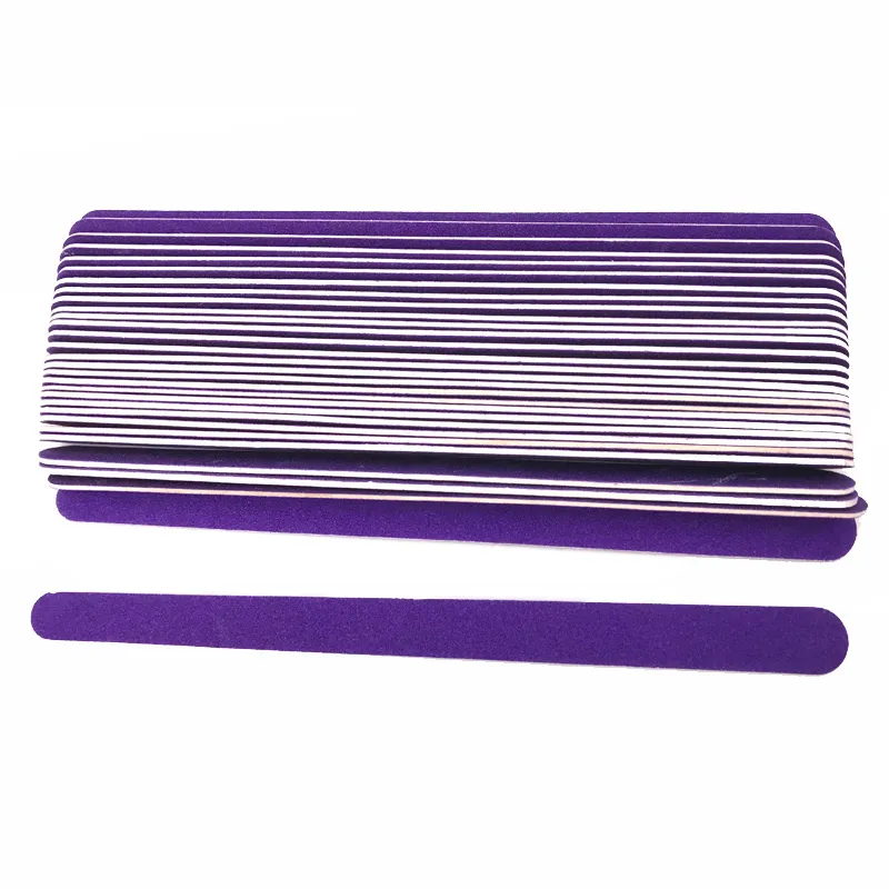 ダブルヘッドの木製ネイルファイルlot紫色の木材サンドペーパーポリッシュペーパーマシンlixas de unha vijlenネイルズファイルツールキット2203017760478