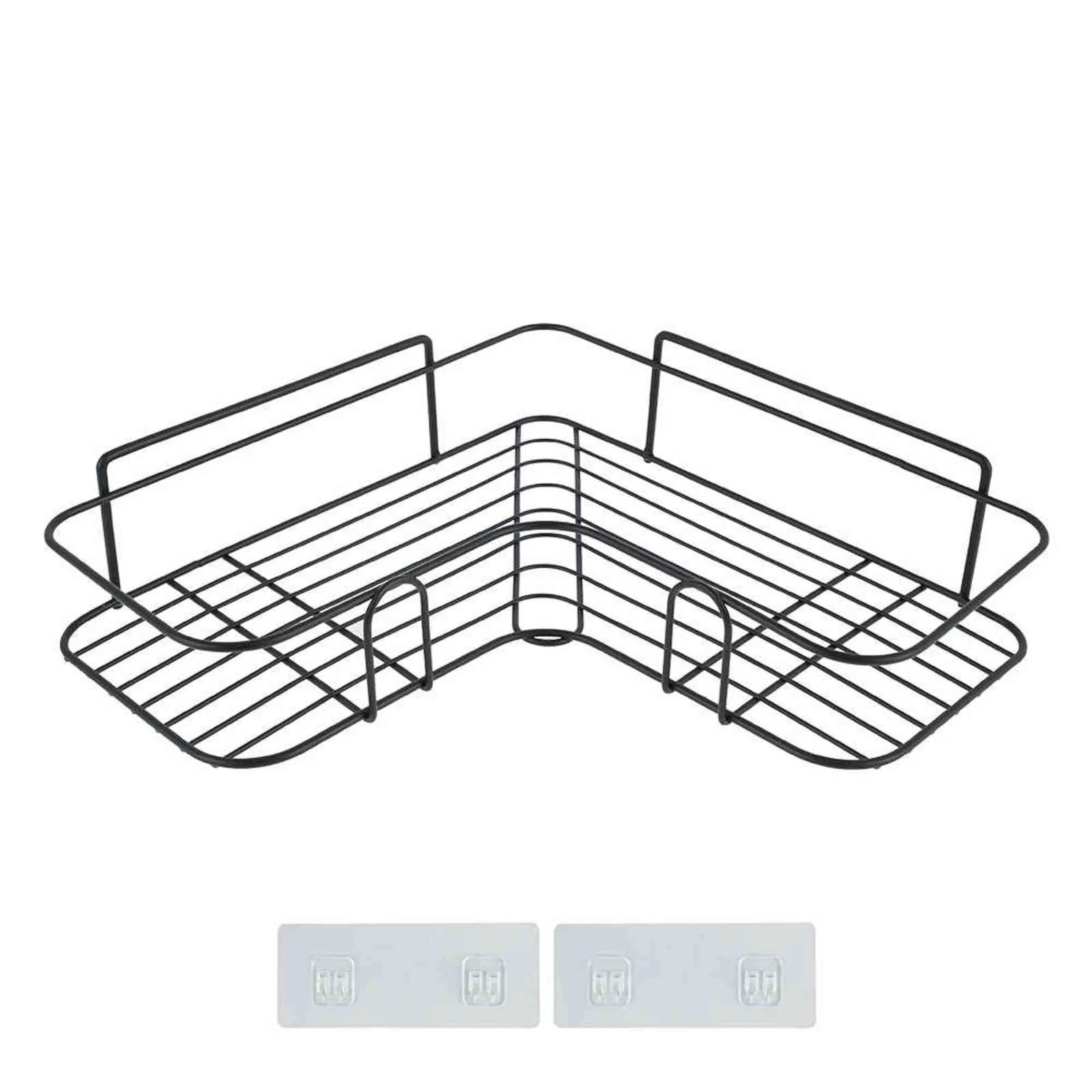 Acier inoxydable Amour Coin Rack Cuisine Salle De Bains Étagère Organisateur De Stockage Douche Shampooing Titulaire Épaissie Trépied Cadre 211112