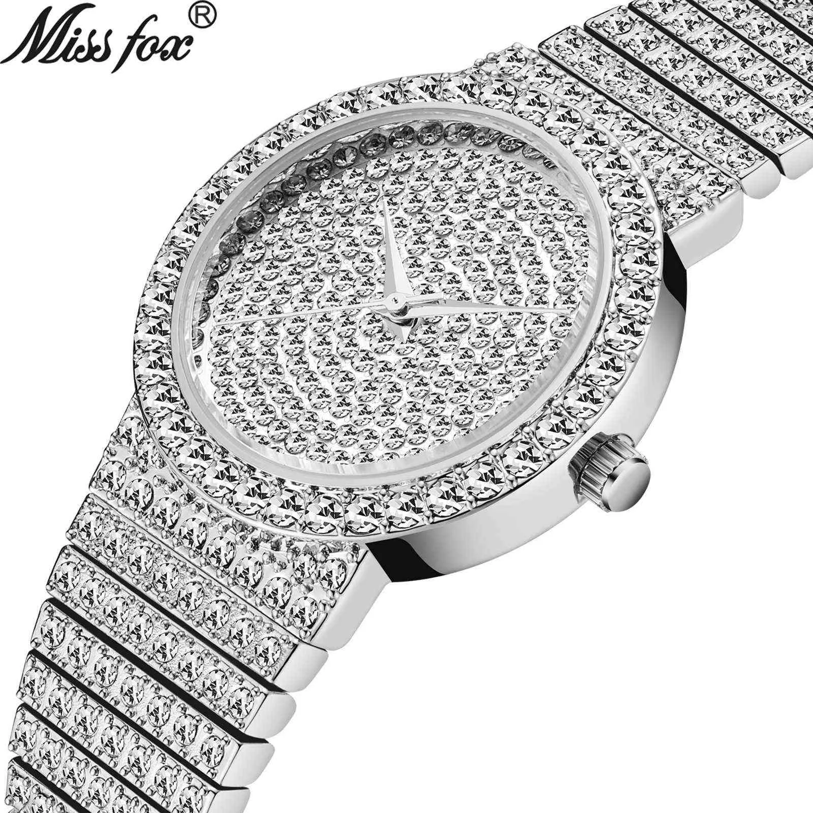 MISSFOX Topmerk uniek horloge heren 7 mm ultradunne 30 m waterbestendig Iced Out ronde dure 34 mm slanke pols man dameshorloge 210237A