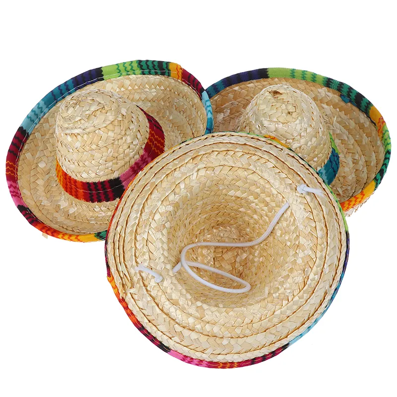 Mini chapéu de palha para cães de estimação, chapéu sombrero de gato, chapéu de sol para festa na praia, chapéu estilo havaiano para cães, engraçado acc5140097