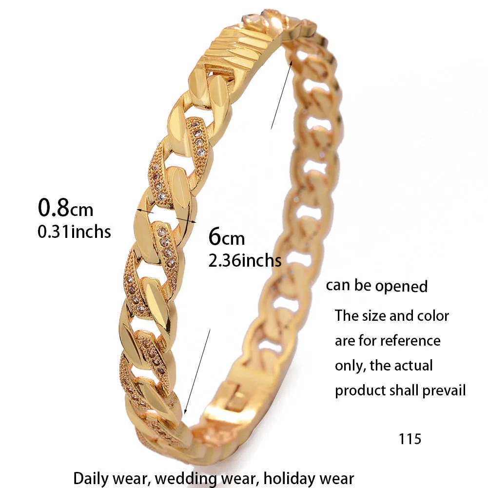 / mycket ren guldfärg armband för kvinnor 24k plätering mikro-inlaid zircon armband mode guld armband kvinnor / flickor Bangles Q0720