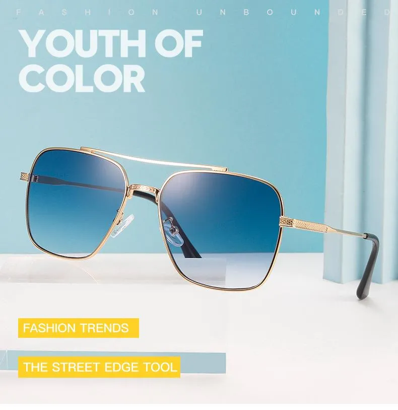 Óculos de sol jackjad moda vôo sete o estilo rock gradiente para homens quadrado piloto metal marca design óculos de sol 173401888