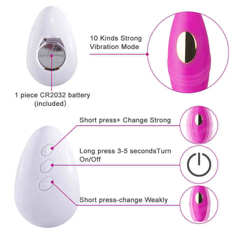 10 Geschwindigkeiten Vibro-ei Silikon Jump G-punkt Vibrator Drahtlose Fernbedienung Anal Klitoris Stimulation Sexspielzeug für Frauen Erwachsene 0216