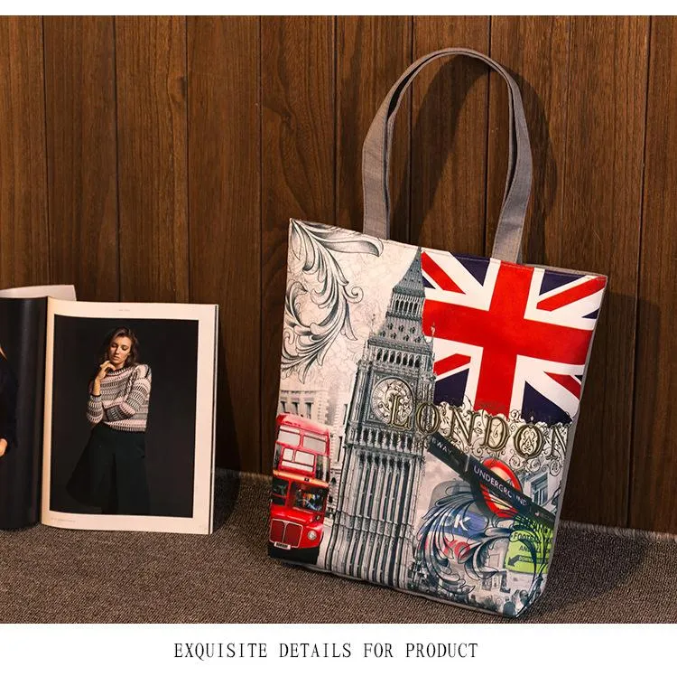 Abendtaschen London Britische Flagge Frauen große Baumwoll-Canvas-Einkaufstaschen Handtaschen Top-Griff Schulter Shopping2694