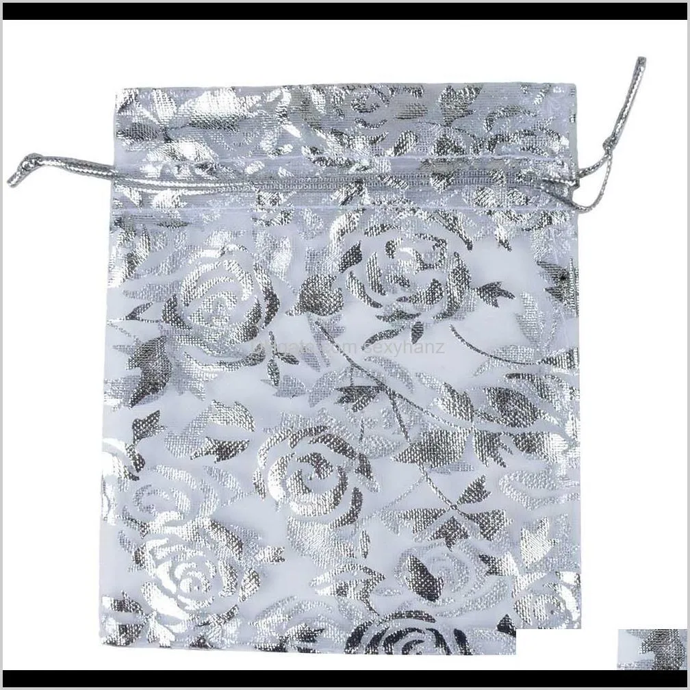 Pouches Chanfar 9X12Cm Organza Bags Jewelry Wedding Favors Party Pattern Printed Dable Packaging Display Gift Po274Q