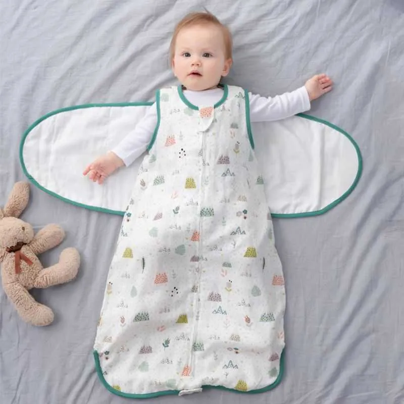 Borns Sleaddle Sleepsack Soft Algodão de Algodão Respirável Saco de Dormir Ajustável Toddlers Envoltório Pano Cobertor 211025