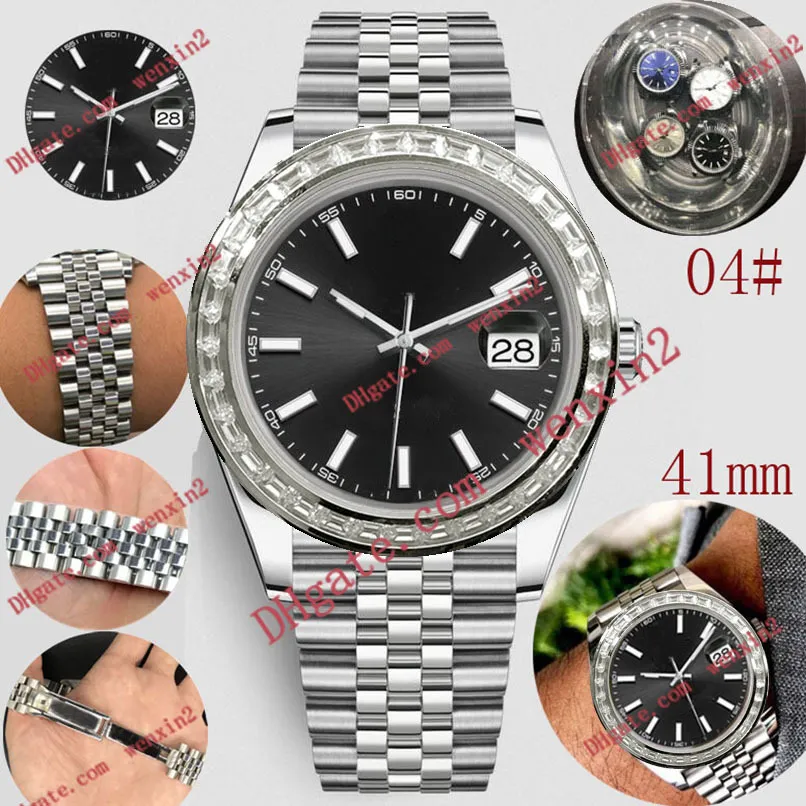 Herren Watch Numerals wasserdichte Mechanica Automatisch A Diamant in Form eines Streifen