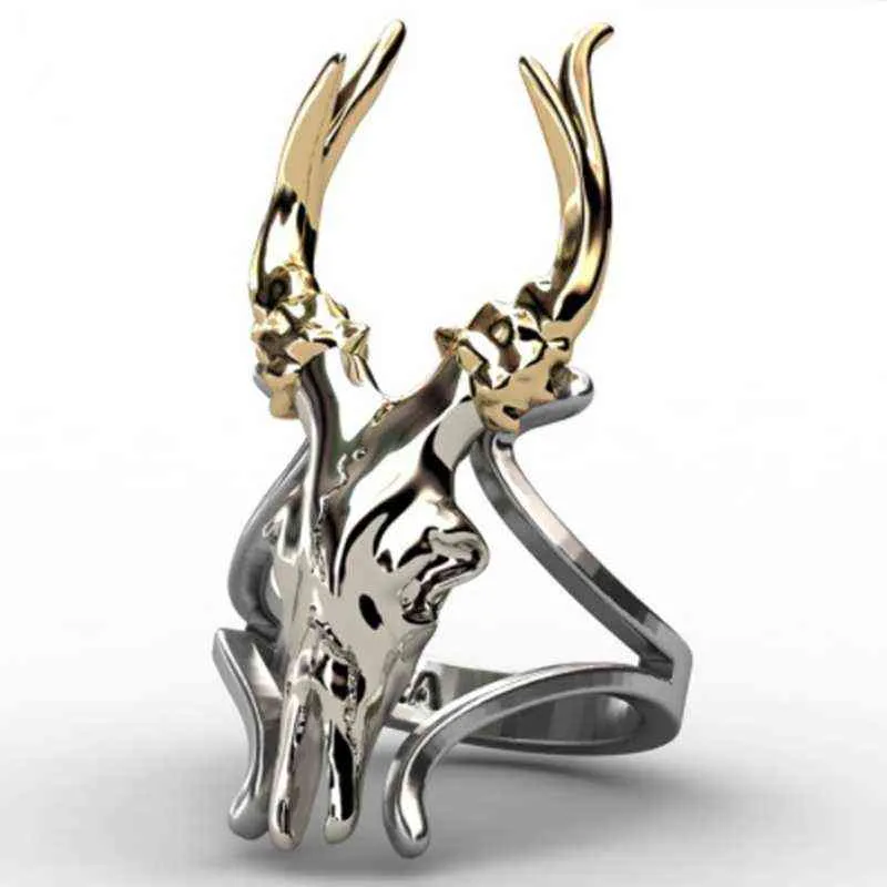 Fashion Animal Ring Punk Skull Deer Head Ring for Men's Jewelry Gift G1125