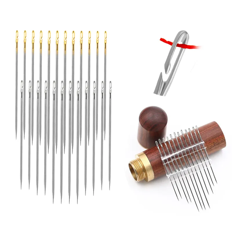 Craft tools Oudere naald-zijgat blind naald hand huishoudelijk naaien roestvrij staal Needless threading kleding 12 stks / set