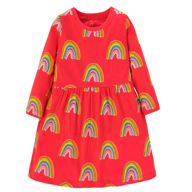 Jumping Metrów Dziecko Jesień Wiosna Rainbow Girls Dresses Lovely Party Princess Kostium Sprzedaży Urodziny Dress 210529