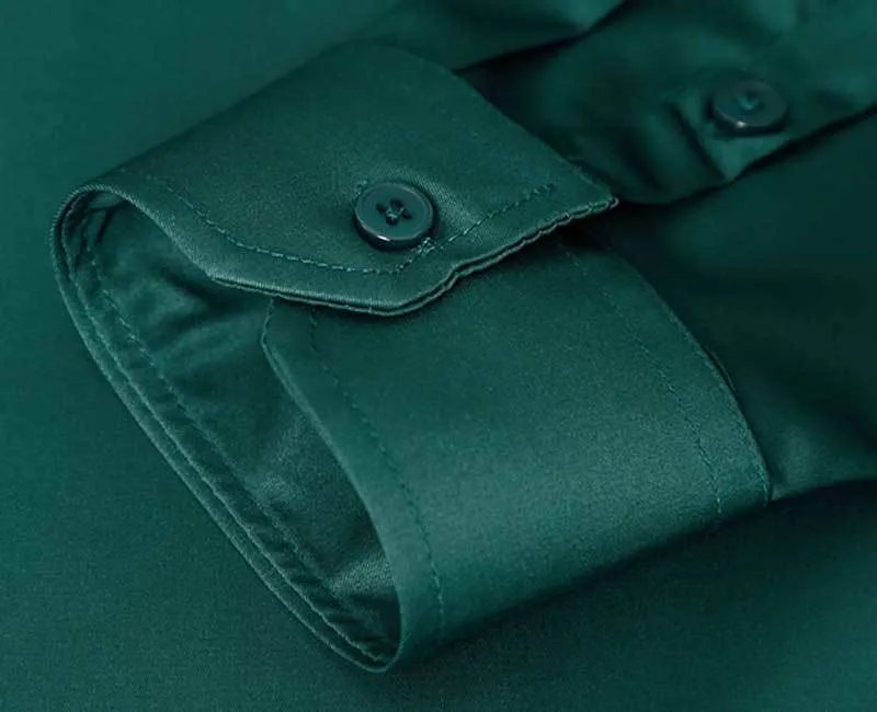 Männer Casual Hemden Grün Herren Kleid Marke Superfine Langarm Männer Slim Fit Elastische Atmungsaktive Nicht-Eisen Qualität Männlich 220920