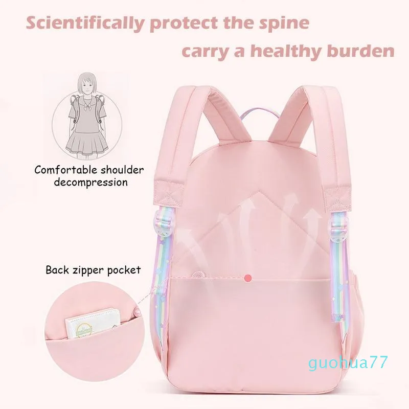 デザイナースクールバッグ韓国のファッションレインボーショルダーストラップバッグティーンエイジャーの女の子の子供用防水バックパックキッズschoo260U