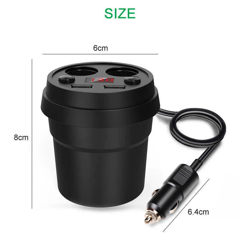 Ładowarka samochodowa 2 USB DC / 5 V 3.1A Cup Gniazdo zasilania Adapter Zapalniczka Zapalniczka Rozdzielacze Mobilne ładowarki z wyświetlaczem LED napięcia