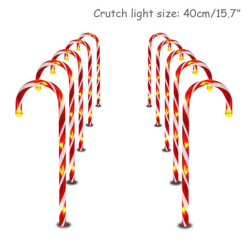 Cane LED Light Christmas Garden Pathway Lights Xmas Navidad Juldekorationer för hem Candy Cane Light Year Decor 211104