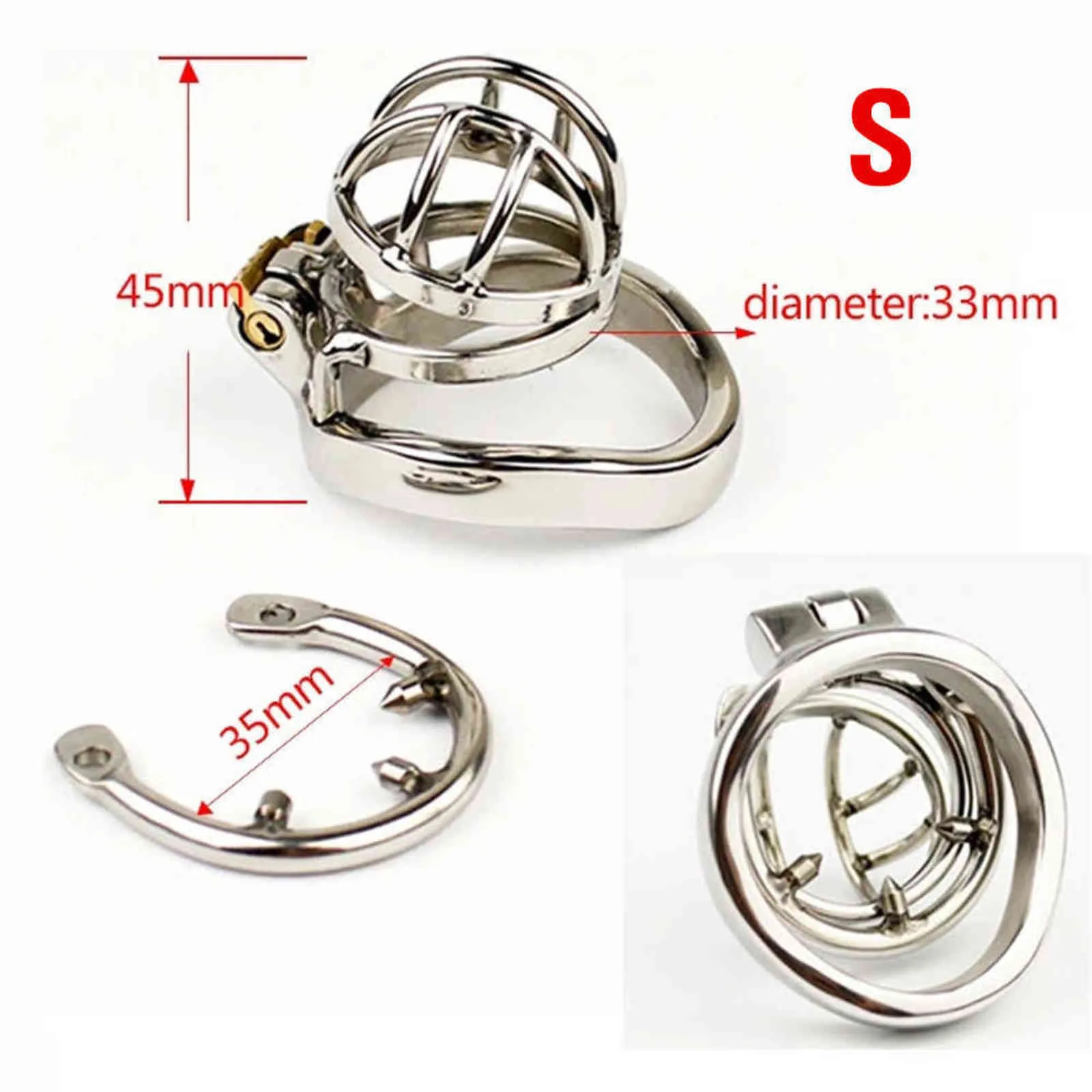 NXYCockrings Dispositif de cage de chasteté avec anneau de pénis anti-chute barbelé, ensemble d'équipement de bondage BDSM pour hommes, jouets sexuels pour hommes adultes, jeux érotiques 1124